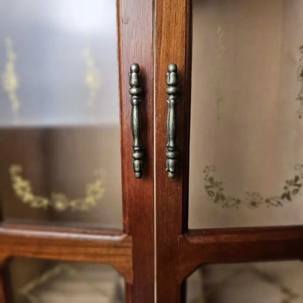 Large Vintage Wooden Jewelry Armoire with Gold-Etched Plexiglass Doors
